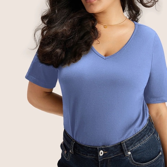 BloomChic Plus Size 3XL Cotton V Neck Plain Basic T-shirt us22-24 - Picture 4 of 6